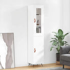Hoge kast van bewerkt hout met duurzame en stabiele kwaliteit - Hoogglans wit / 1 / 1 deur - Dressoirs & buffetkasten