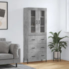 Hoge kast van bewerkt hout met duurzame en stabiele kwaliteit - Betongrijs / 1 / 3 lades - Dressoirs & buffetkasten