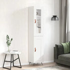 Hoge kast van bewerkt hout met duurzame en stabiele kwaliteit - Hoogglans wit / 1 / 1 houten deur - Dressoirs &