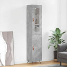 Hoge kast van bewerkt hout met duurzame en stabiele kwaliteit - Betongrijs / 1 / 1 deur - Dressoirs & buffetkasten