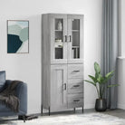Hoge kast van bewerkt hout met duurzame en stabiele kwaliteit - Grijs sonoma / 1 / 1 houten deur 3 lades - Dressoirs &
