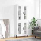 Hoge kast van bewerkt hout met duurzame en stabiele kwaliteit - Wit / 1 / 2 glazen deuren - Dressoirs & buffetkasten