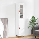 Hoge kast van bewerkt hout met duurzame en stabiele kwaliteit - Wit / 1 / 1 deur - Dressoirs & buffetkasten