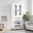 Hoge kast van bewerkt hout met duurzame en stabiele kwaliteit - Wit / 1 / 3 schappen - Dressoirs & buffetkasten