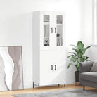 Hoge kast van bewerkt hout met duurzame en stabiele kwaliteit - Wit / 1 / 2 deuren - Dressoirs & buffetkasten