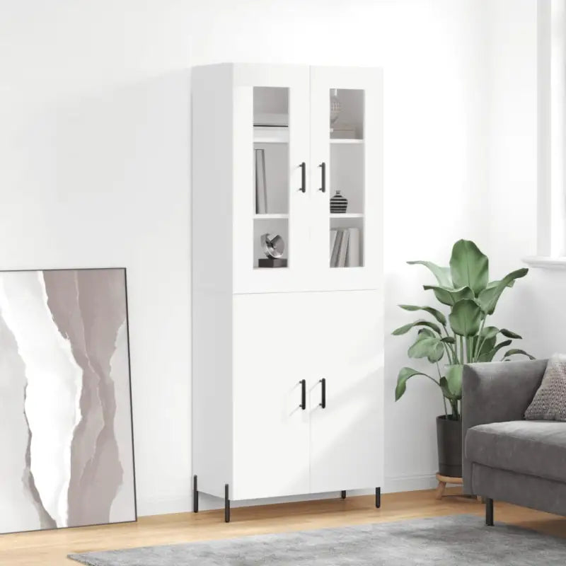 Hoge kast van bewerkt hout met duurzame en stabiele kwaliteit - Wit / 1 / 2 deuren - Dressoirs & buffetkasten