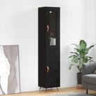 Hoge kast van bewerkt hout met duurzame en stabiele kwaliteit - Zwart / 1 / 1 deur - Dressoirs & buffetkasten