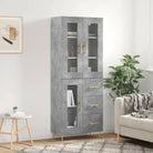 Hoge kast van bewerkt hout met duurzame en stijlvolle afwerking - Betongrijs / 1 / 1 glazen deur 3 lades - Dressoirs &