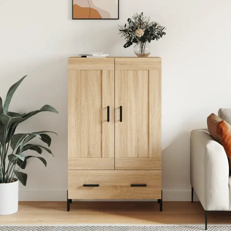 Hoge kast van bewerkt hout met duurzame en stijlvolle afwerking - Sonoma eiken / 1 - Dressoirs & buffetkasten