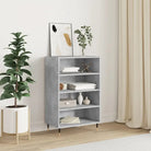 Hoge kast van bewerkt hout met duurzame en stijlvolle afwerking - Betongrijs / 1 - Dressoirs & buffetkasten