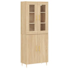 Hoge kast van bewerkt hout met duurzame en stijlvolle afwerking - Dressoirs & buffetkasten