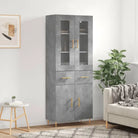 Hoge kast van bewerkt hout met duurzame en stijlvolle afwerking - Betongrijs / 1 / 2 deuren 2 lades - Dressoirs &