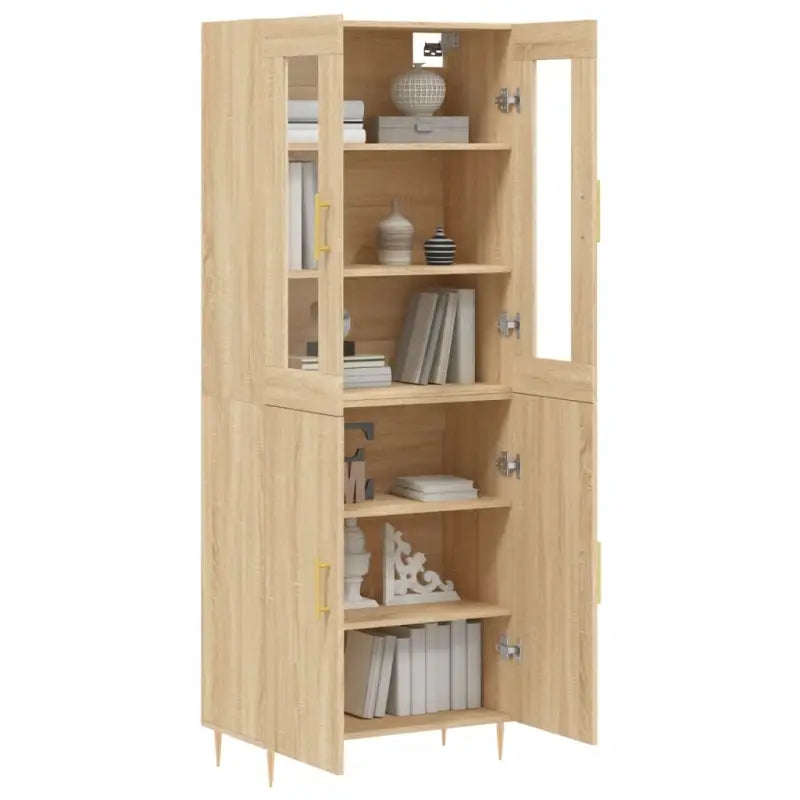 Hoge kast van bewerkt hout met duurzame en stijlvolle afwerking - Dressoirs & buffetkasten