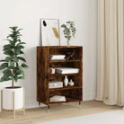 Hoge kast van bewerkt hout met duurzame en stijlvolle afwerking - Gerookt eiken / 1 - Dressoirs & buffetkasten