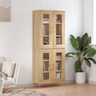 Hoge kast van bewerkt hout met duurzame en stijlvolle afwerking - Sonoma eiken / 1 / 2 glazen deuren - Dressoirs &
