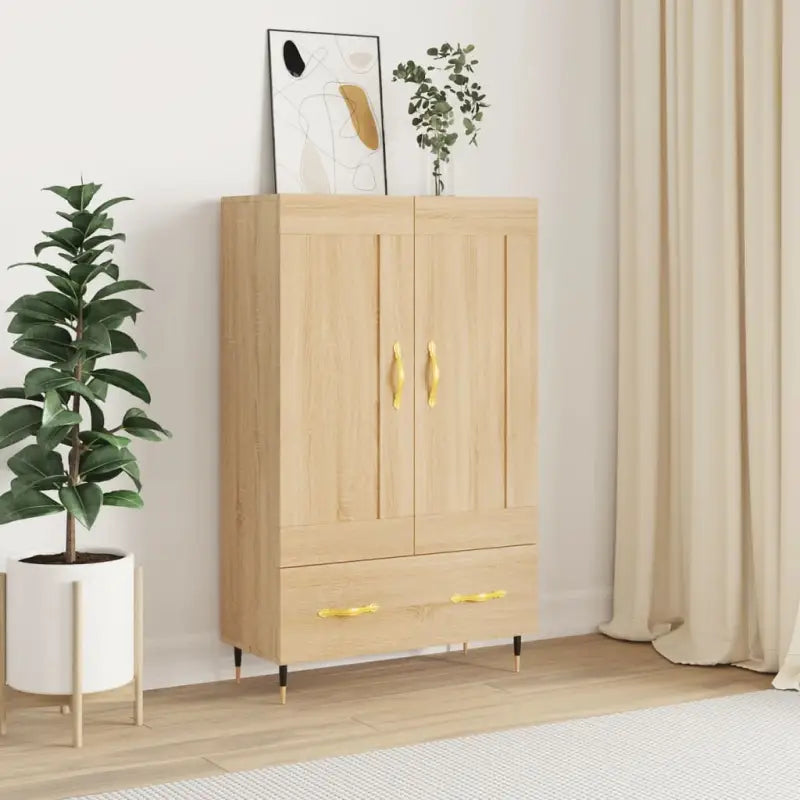 Hoge kast van bewerkt hout met duurzame en stijlvolle afwerking - Sonoma eiken / 1 - Dressoirs & buffetkasten