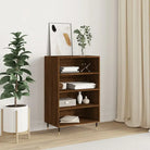 Hoge kast van bewerkt hout met duurzame en stijlvolle afwerking - bruin eikenkleur / 1 - Dressoirs & buffetkasten