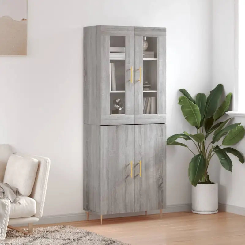 Hoge kast van bewerkt hout met duurzame en stijlvolle afwerking - Grijs sonoma / 1 / 2 deuren - Dressoirs & buffetkasten