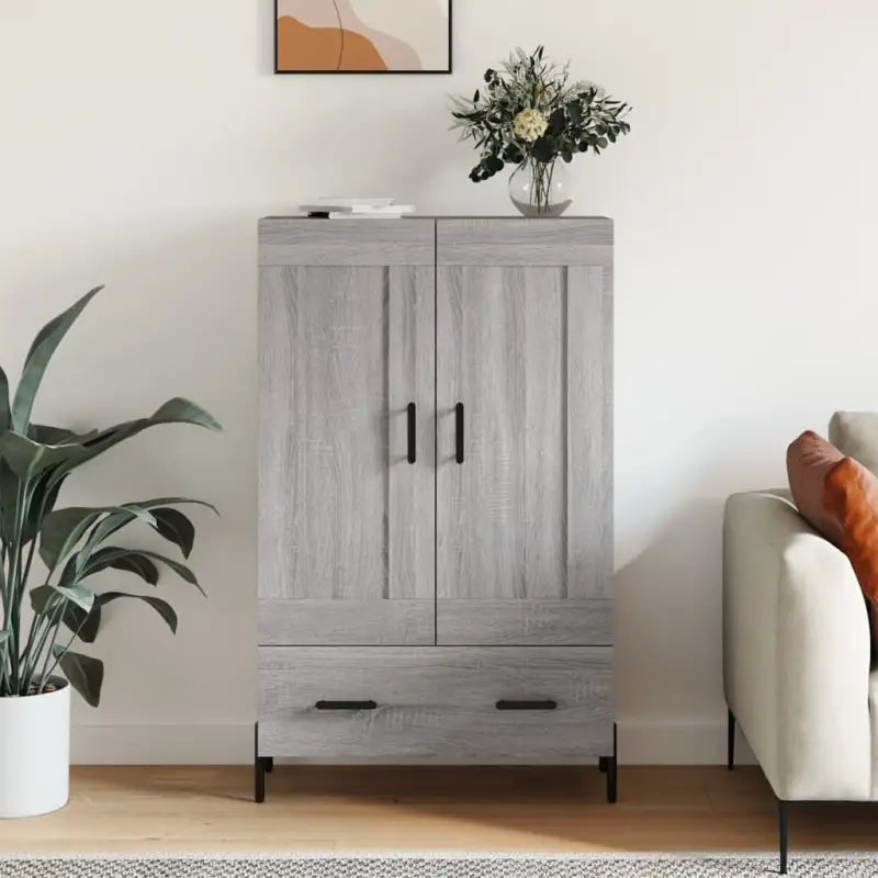Hoge kast van bewerkt hout met duurzame en stijlvolle afwerking - Grijs sonoma / 1 - Dressoirs & buffetkasten