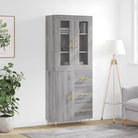 Hoge kast van bewerkt hout met duurzame en stijlvolle afwerking - Grijs sonoma / 1 / 1 deur 3 lades - Dressoirs &