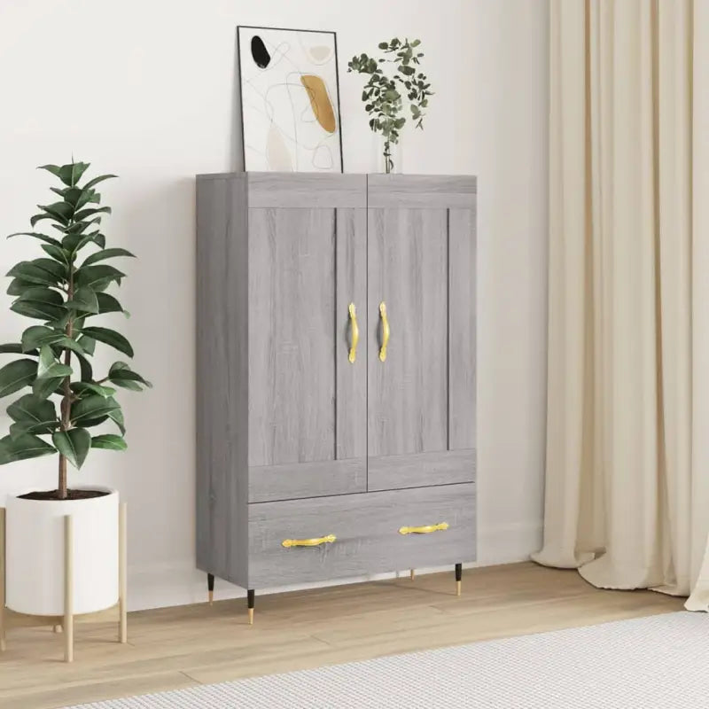 Hoge kast van bewerkt hout met duurzame en stijlvolle afwerking - Grijs sonoma / 1 - Dressoirs & buffetkasten