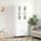 Hoge kast van bewerkt hout met duurzame en stijlvolle afwerking - Wit / 1 / 2 deuren 2 lades - Dressoirs & buffetkasten