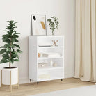 Hoge kast van bewerkt hout met duurzame en stijlvolle afwerking - Wit / 1 - Dressoirs & buffetkasten