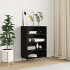 Hoge kast van bewerkt hout met duurzame en stijlvolle afwerking - Zwart / 1 - Dressoirs & buffetkasten