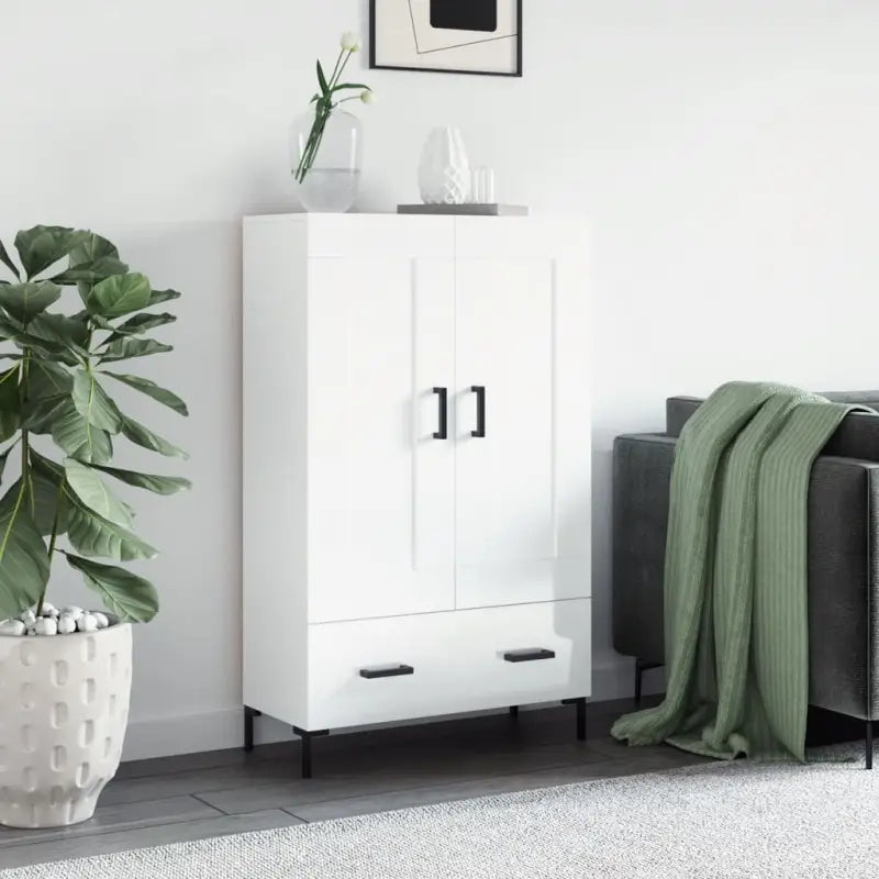 Hoge kast van bewerkt hout met duurzame en unieke charme - Hoogglans wit / 1 - Dressoirs & buffetkasten