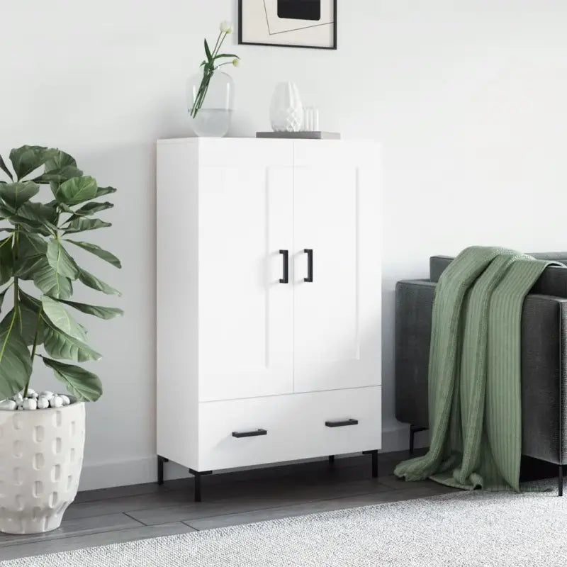 Hoge kast van bewerkt hout met duurzame en unieke charme - Wit / 1 - Dressoirs & buffetkasten