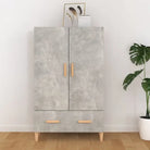 Hoge kast van bewerkt hout met elegante afwerking en duurzame kwaliteit - Betongrijs / 1 - Dressoirs & buffetkasten