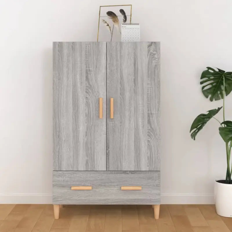 Hoge kast van bewerkt hout met elegante afwerking en duurzame kwaliteit - Grijs sonoma / 1 - Dressoirs & buffetkasten