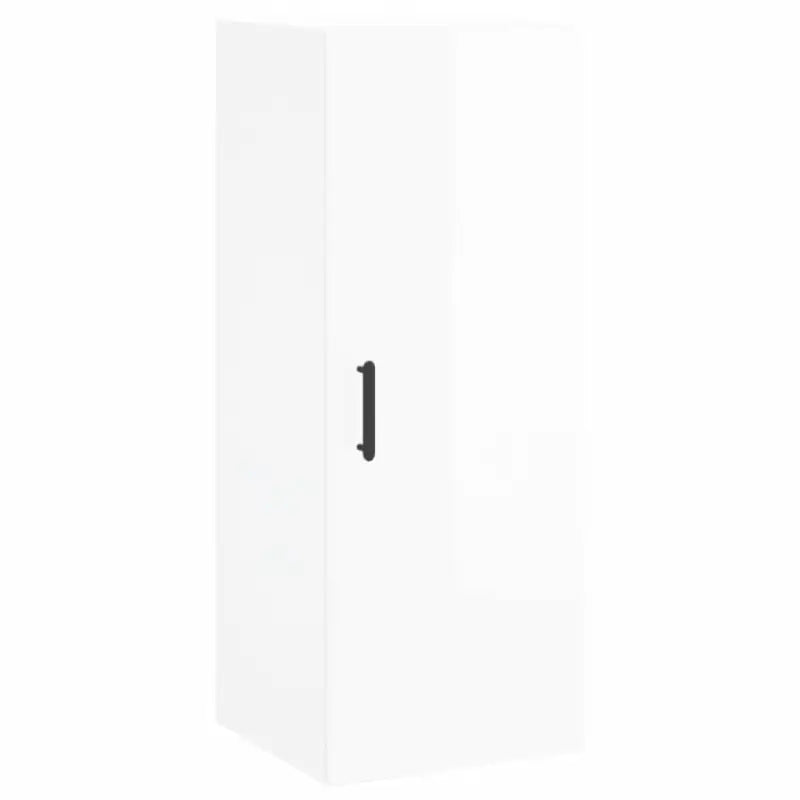 Hoge kast van bewerkt hout met hoogglans wit voor een trendy interieur - Dressoirs & buffetkasten