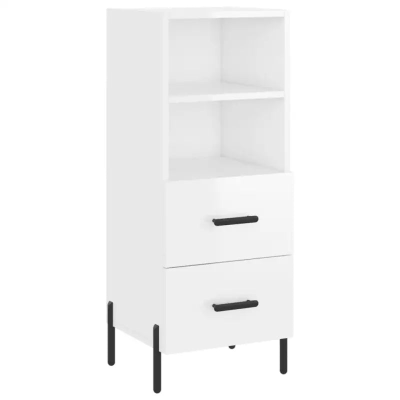 Hoge kast van bewerkt hout met hoogglans wit voor een trendy interieur - Dressoirs & buffetkasten