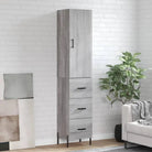 Hoge kast van bewerkt hout met hoogglans wit voor een trendy interieur - Grijs sonoma / 1 / 3 lades - Dressoirs &