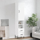 Hoge kast van bewerkt hout met hoogglans wit voor een trendy interieur - Wit / 1 / 2 lades 2 schappen - Dressoirs &