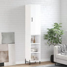 Hoge kast van bewerkt hout met hoogglans wit voor een trendy interieur - Hoogglans wit / 1 / 3 schappen - Dressoirs &