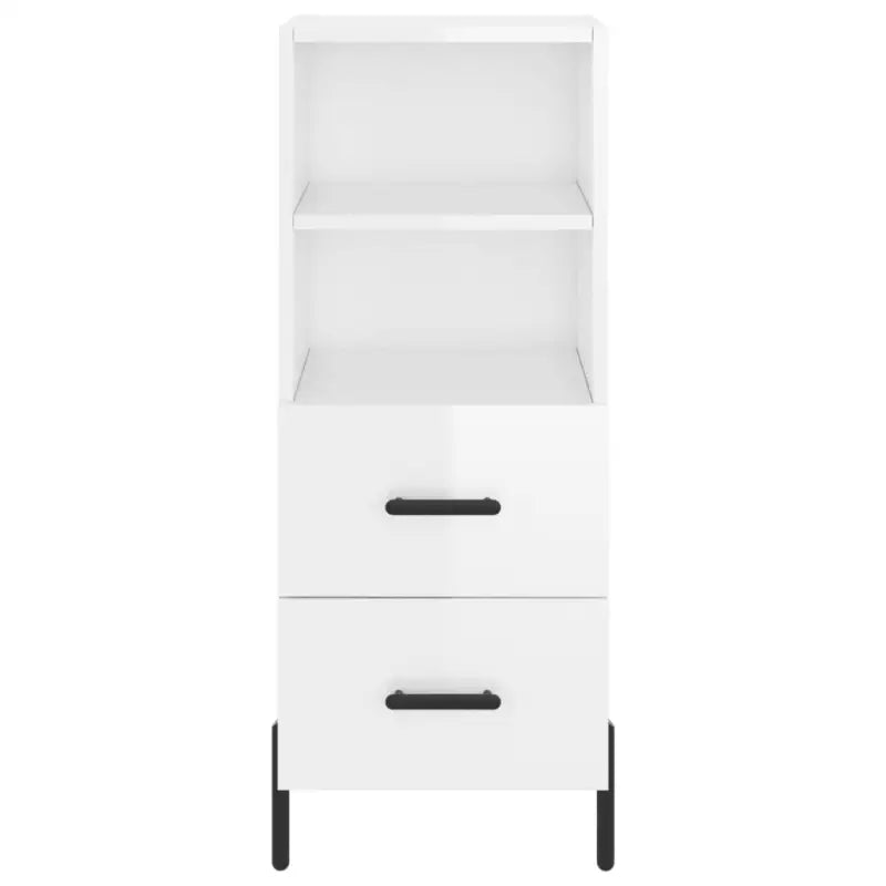 Hoge kast van bewerkt hout met hoogglans wit voor een trendy interieur - Dressoirs & buffetkasten