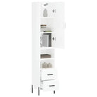 Hoge kast van bewerkt hout met hoogglans wit voor een trendy interieur - Dressoirs & buffetkasten