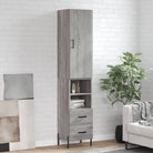 Hoge kast van bewerkt hout met hoogglans wit voor een trendy interieur - Grijs sonoma / 1 / 2 lades 2 schappen