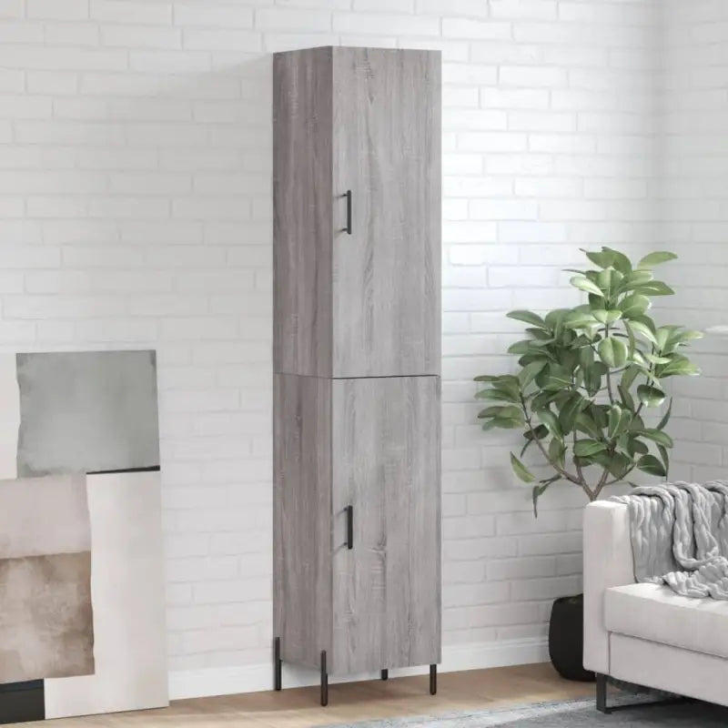 Hoge kast van bewerkt hout met hoogglans wit voor een trendy interieur - Grijs sonoma / 1 / 1 deur - Dressoirs &