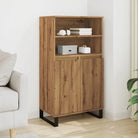 Hoge kast van bewerkt hout met industriële charme - artisanaal eikenkleurig / 1 - Dressoirs & buffetkasten