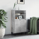 Hoge kast van bewerkt hout met industriële charme - Betongrijs / 1 - Dressoirs & buffetkasten