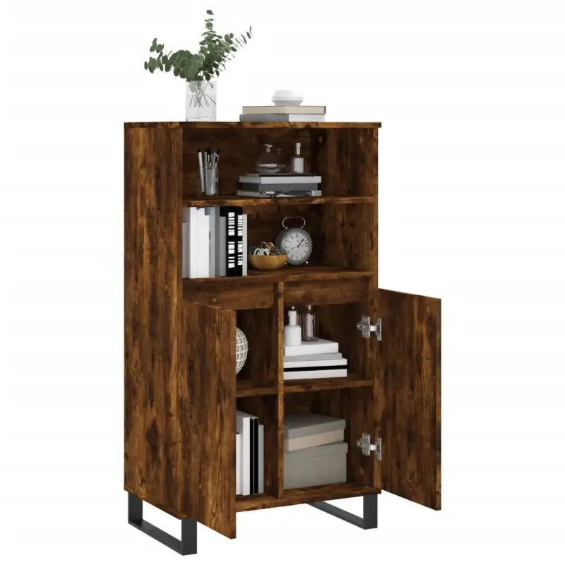 Hoge kast van bewerkt hout met industriële charme - Dressoirs & buffetkasten