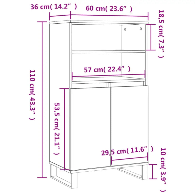 Hoge kast van bewerkt hout met industriële charme - Dressoirs & buffetkasten