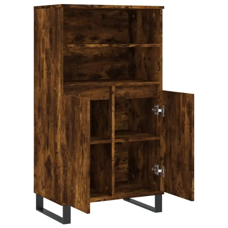 Hoge kast van bewerkt hout met industriële charme - Dressoirs & buffetkasten