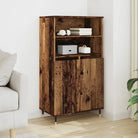 Hoge kast van bewerkt hout met industriële charme - Oud hout / 1 - Dressoirs & buffetkasten