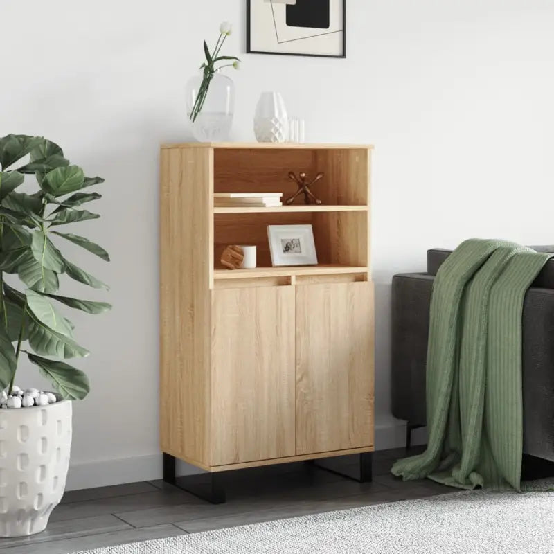 Hoge kast van bewerkt hout met industriële charme - Sonoma eiken / 1 - Dressoirs & buffetkasten