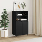 Hoge kast van bewerkt hout met industriële charme - Zwart / 1 - Dressoirs & buffetkasten