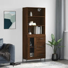 Hoge kast van bewerkt hout met metalen poten voor een moderne uitstraling - bruin eikenkleur / 1 / 1 glazen deur 3